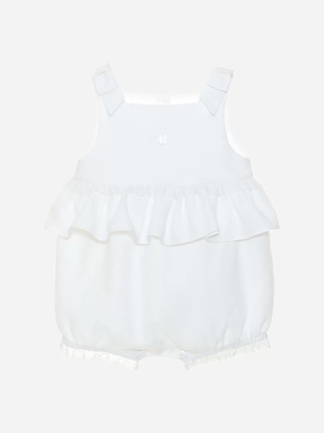 Baby Patachou White Piquet Overall With Frill And Bows