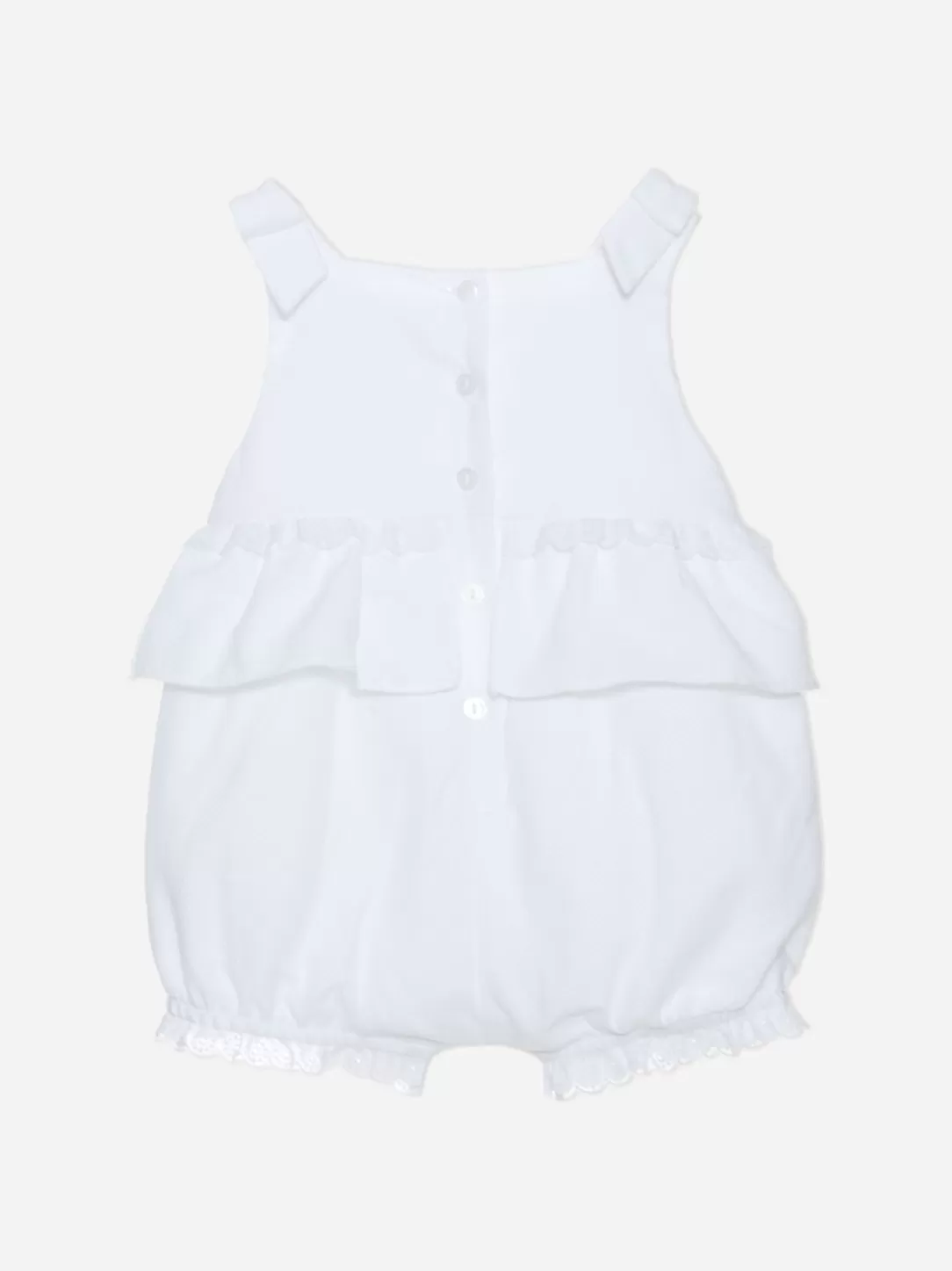 Baby Patachou White Piquet Overall With Frill And Bows