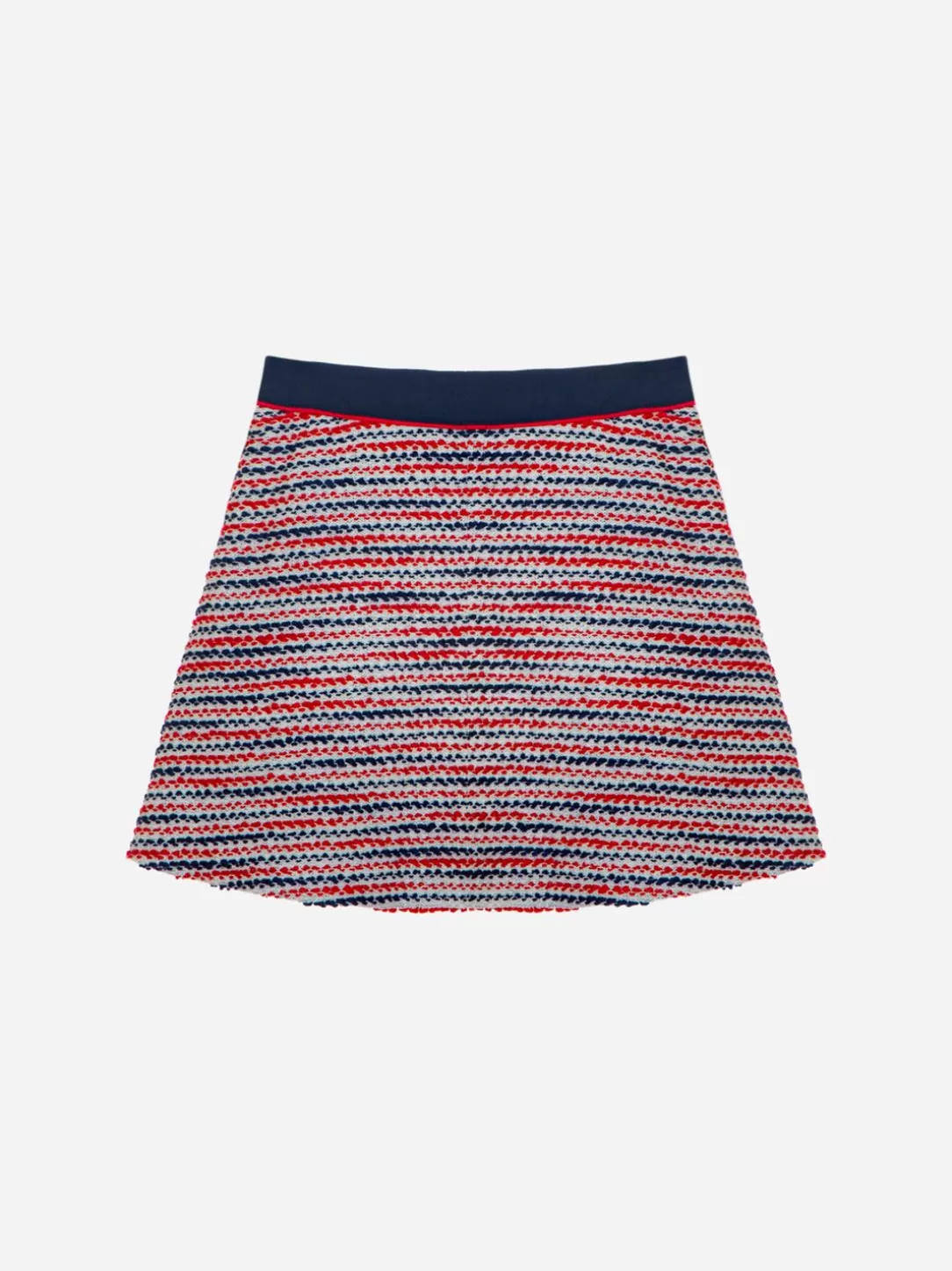 Girl Patachou White, Red, And Marine Knitted Mesh Skirt