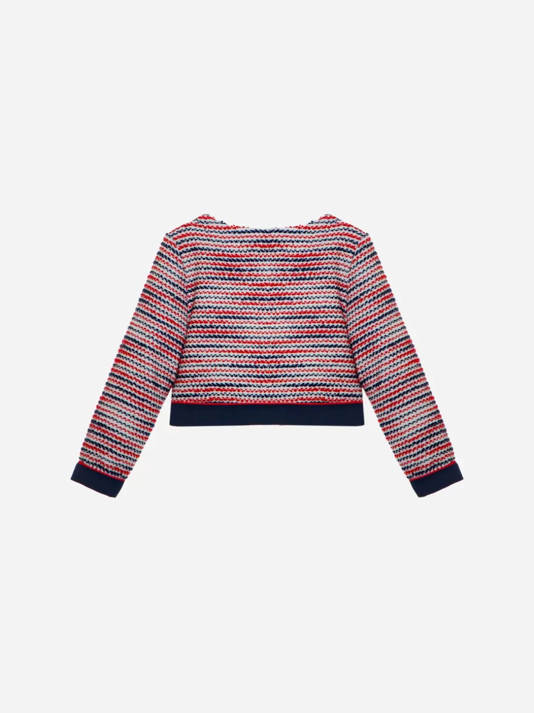 Girl Patachou White, Red And Navy Blue Knit Jacket