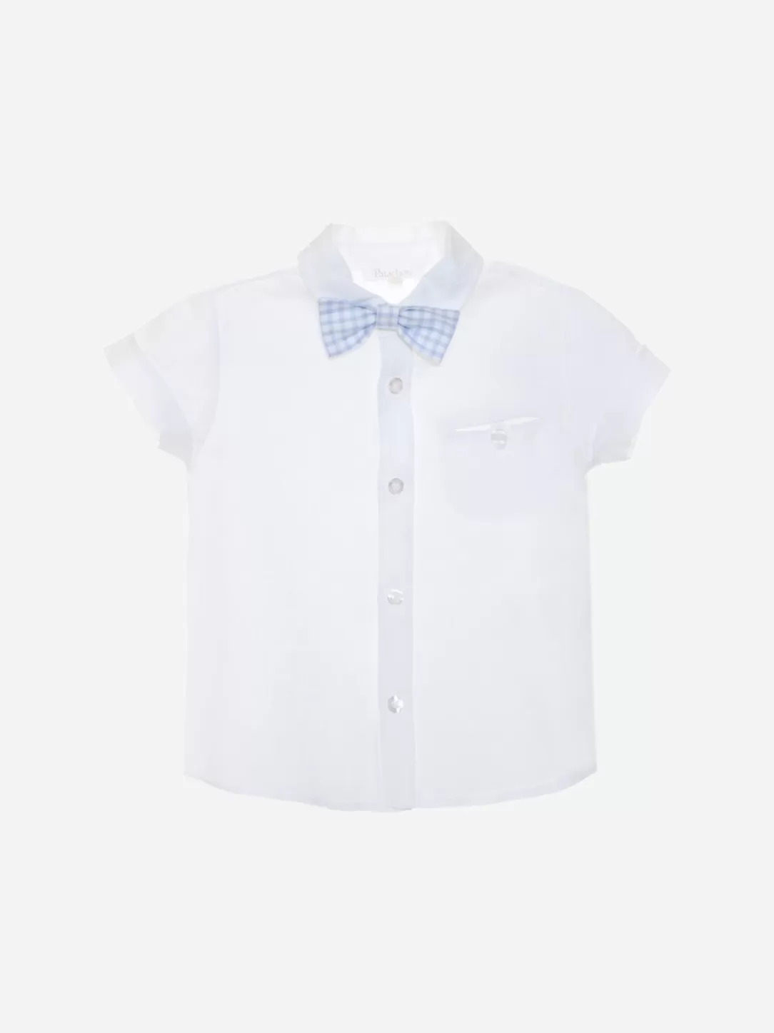 Baby Patachou White Shirt With Blue Striped Bow