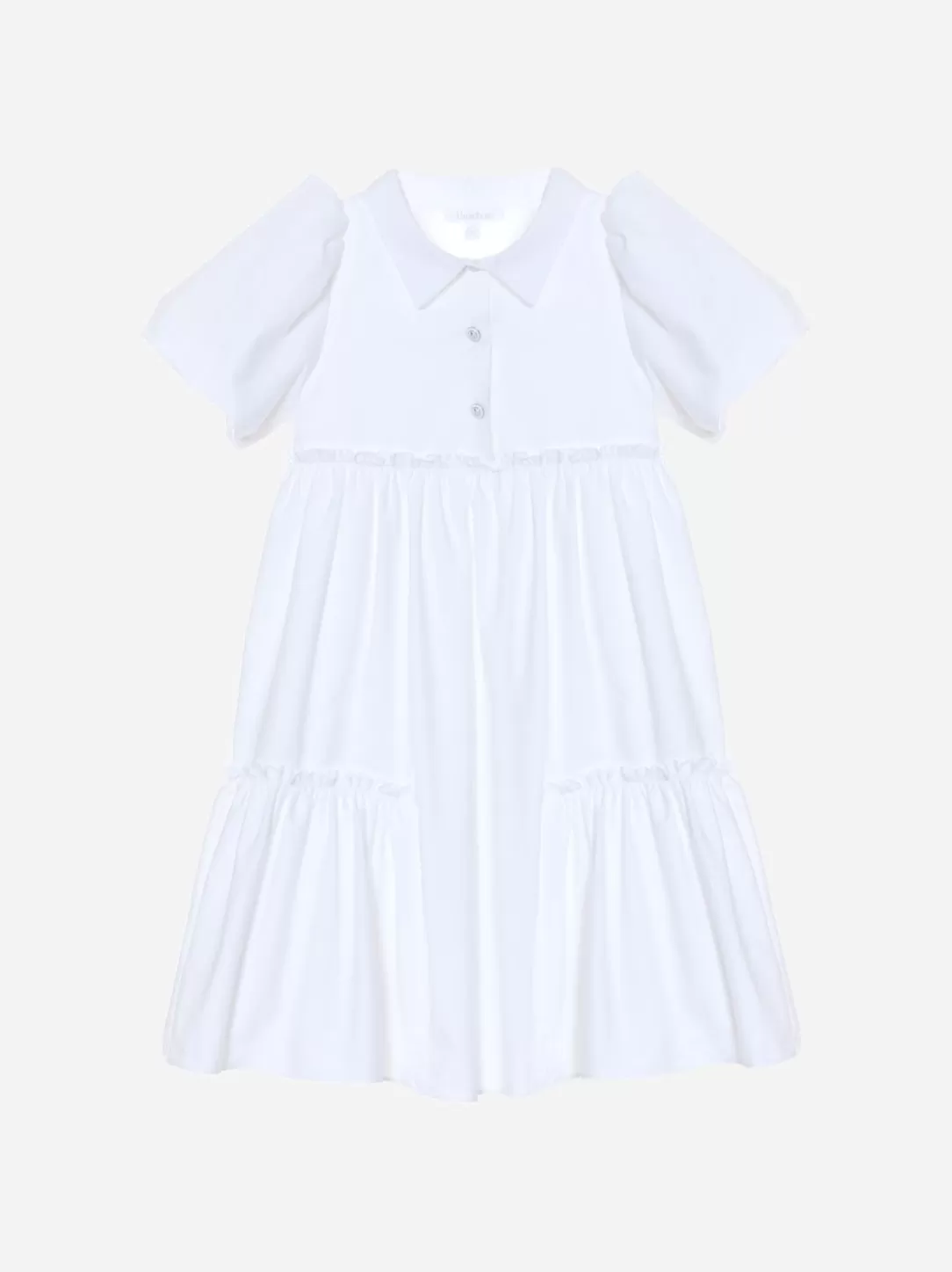 Girl Patachou White Short-Sleeved Poplin Dress