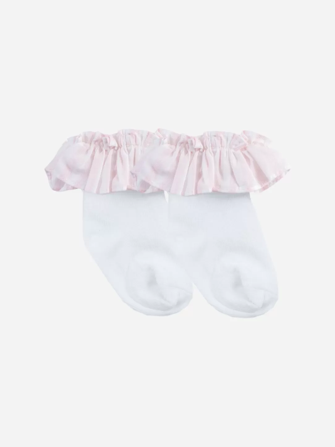 Baby Patachou White Socks With Pink Stripes Frill And White Bow