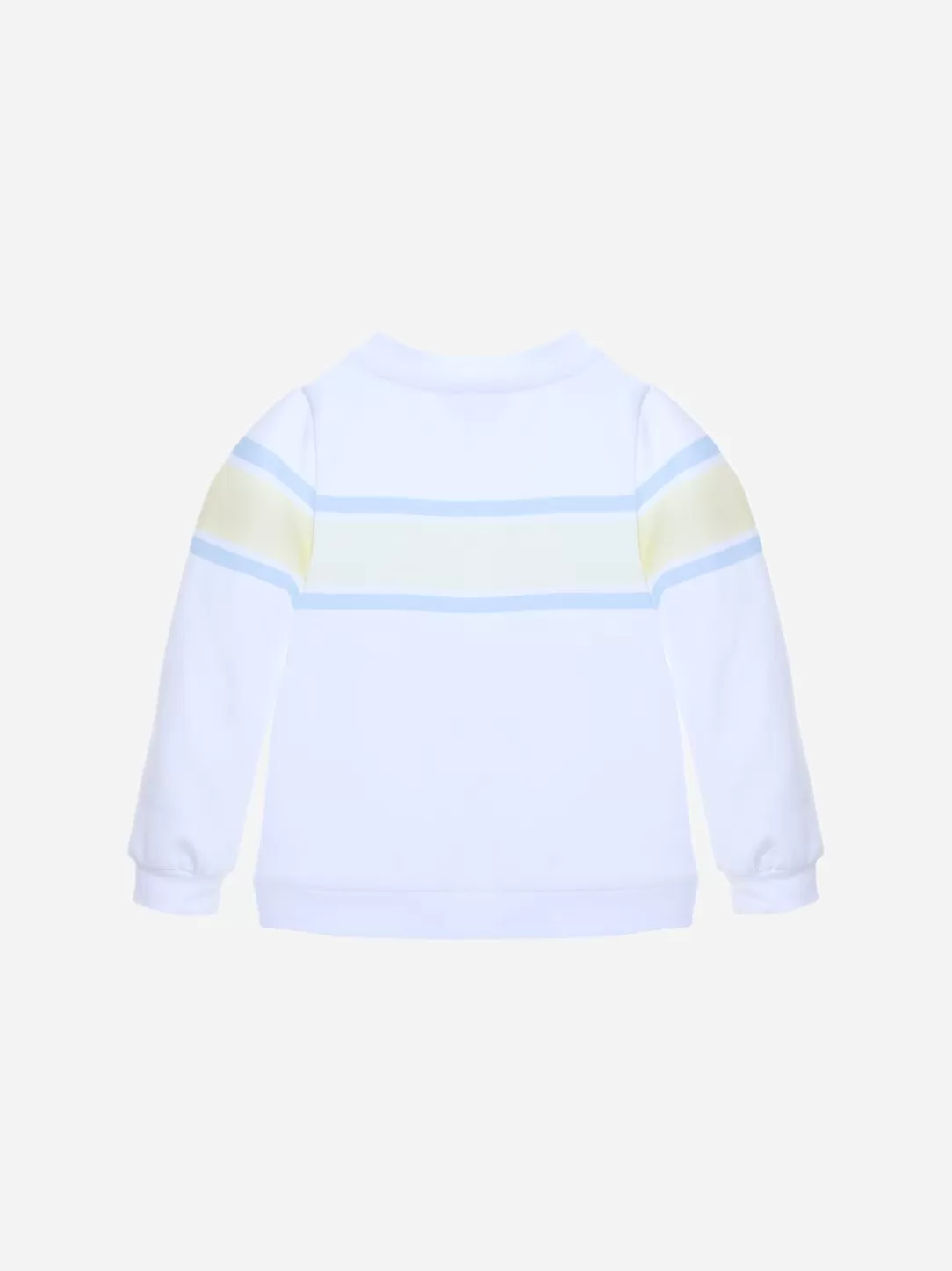 Boy Patachou White Sweater With Blue And Yellow Stripes