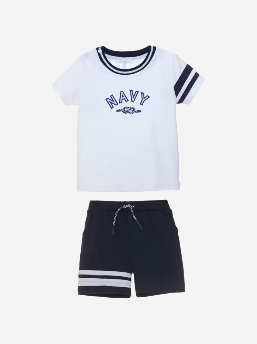 Baby Patachou White T-Shirt And Navy Shorts Set