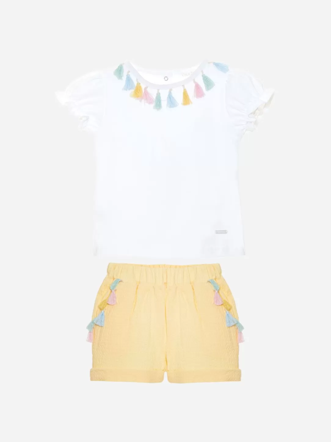 Baby Patachou White T-Shirt And Yellow Shorts Set