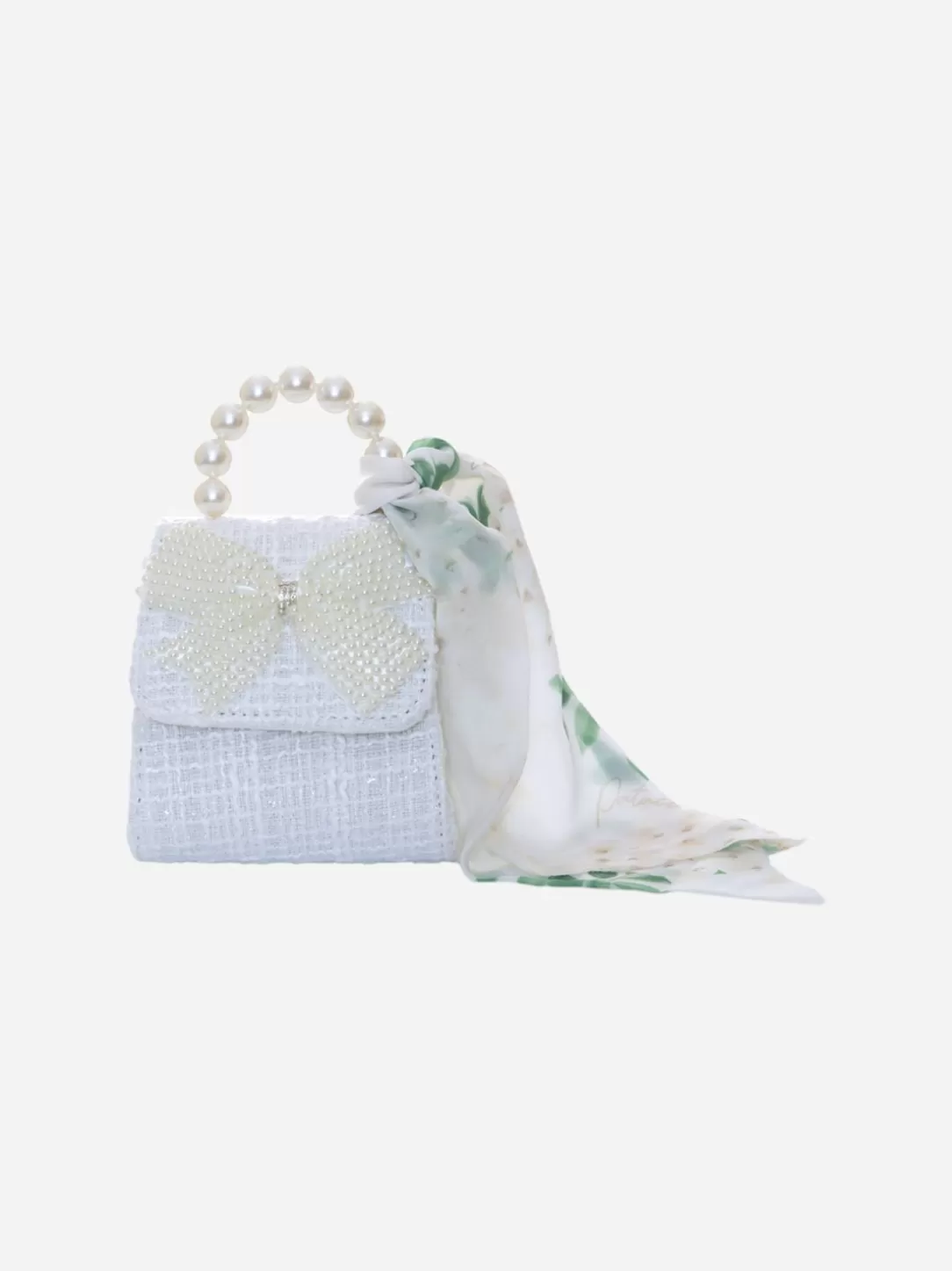 Girl Patachou White Tweed Handbag