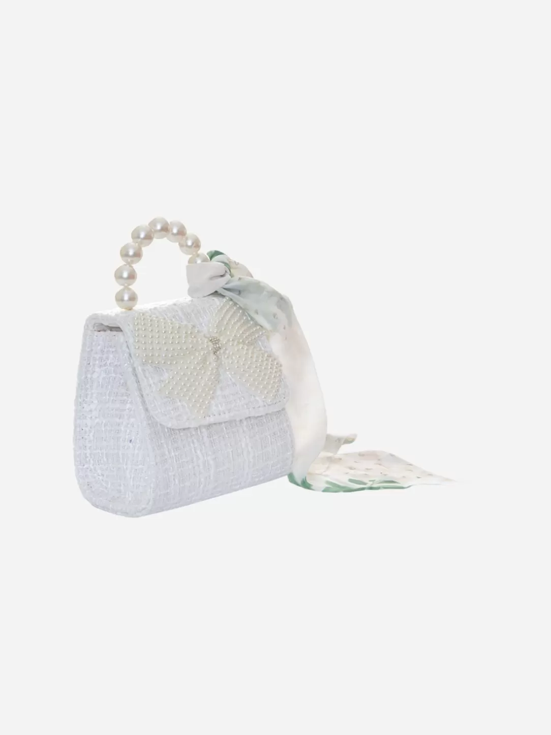 Girl Patachou White Tweed Handbag