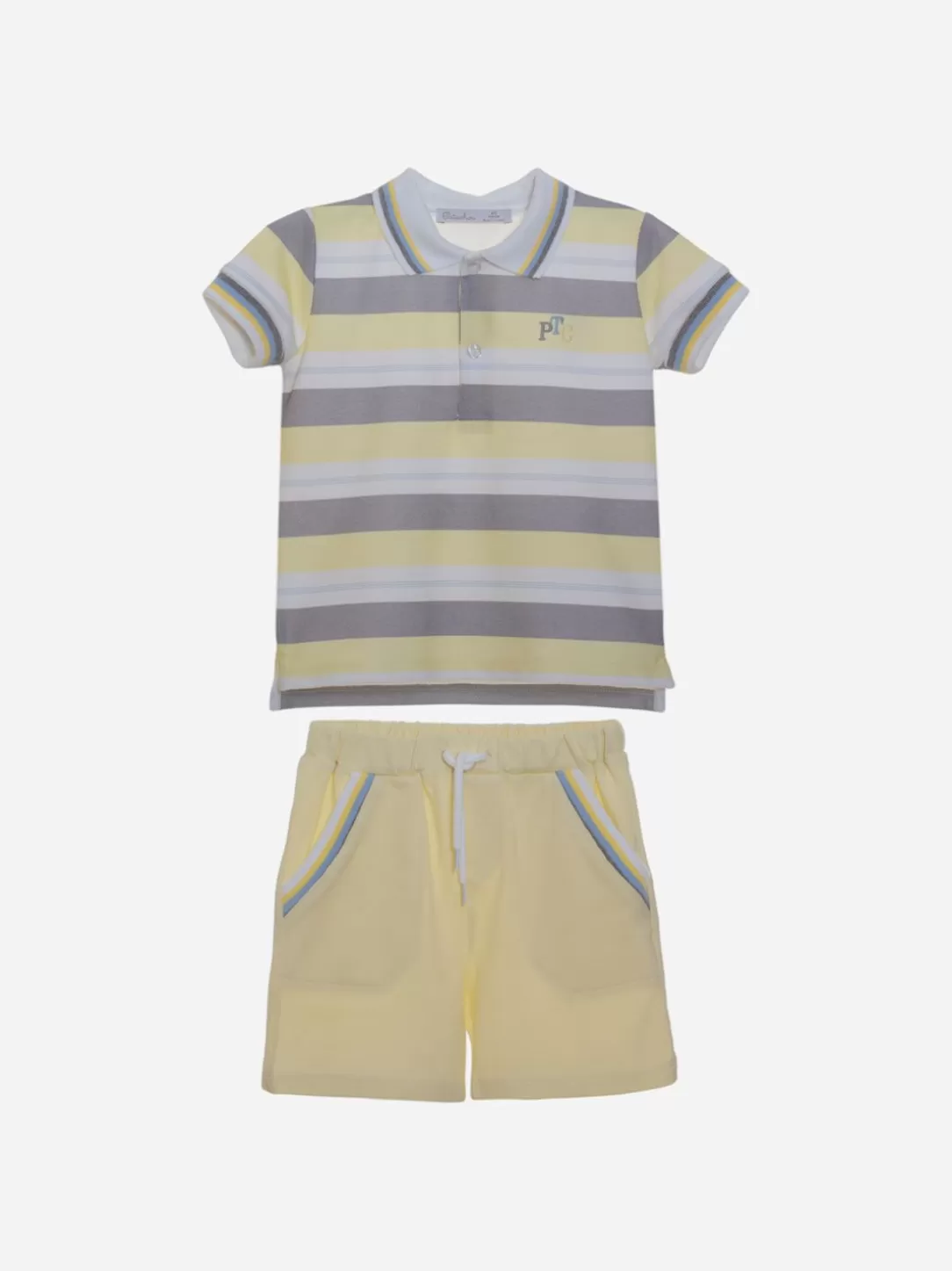 Boy Patachou Yellow And Gray Stripes Boys Set