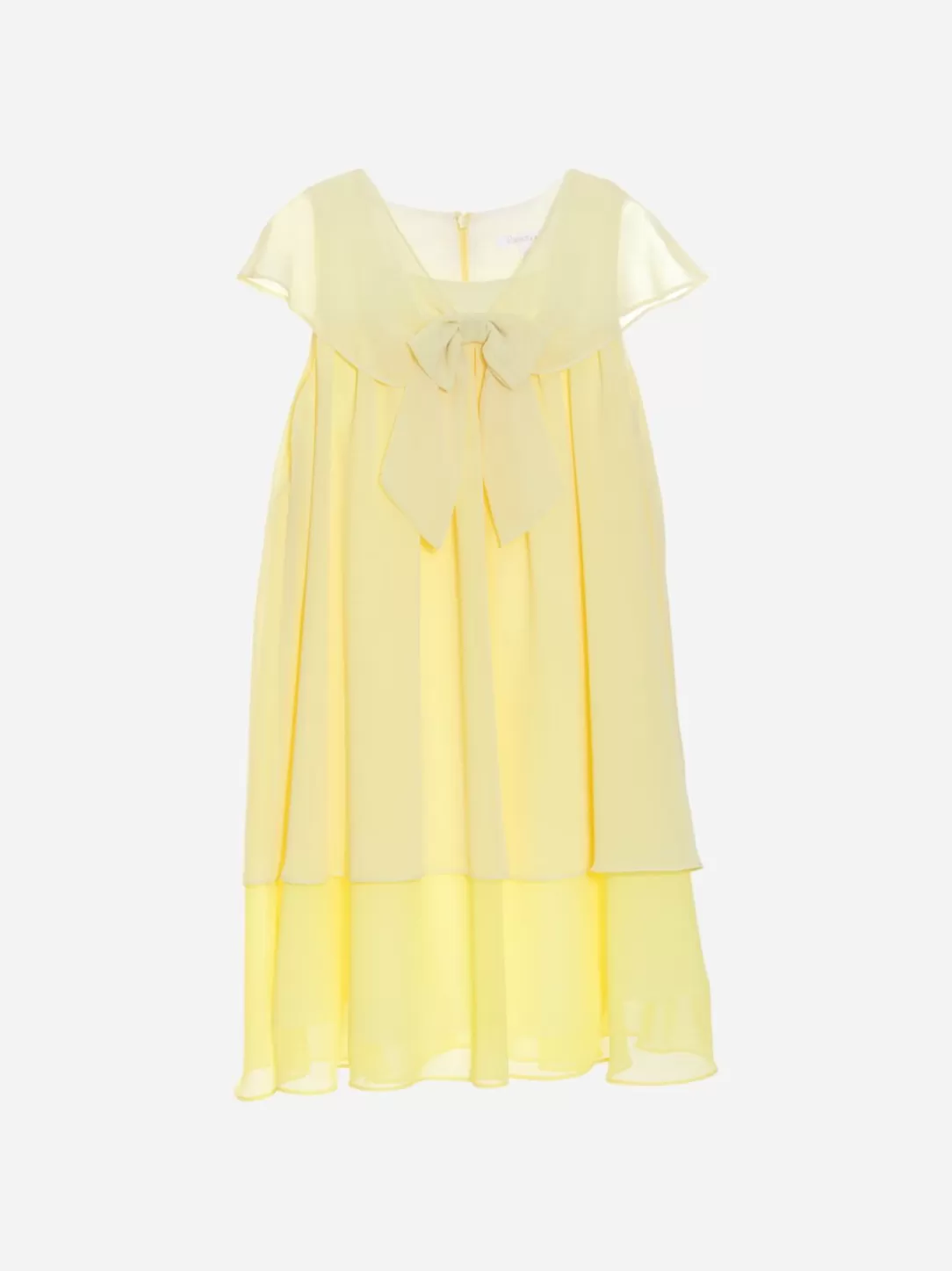 Girl Patachou Yellow Chiffon Dress Decorated With Bow