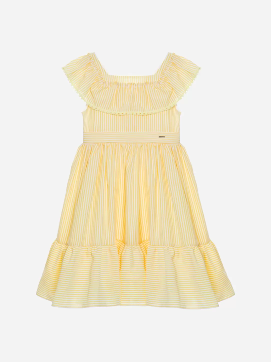 Girl Patachou Yellow Dress With Striped Pattern